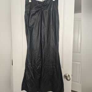 Shein black faux leather flare leg pants Size L